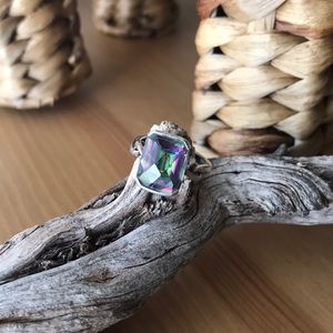 Mystic quartz silver ring